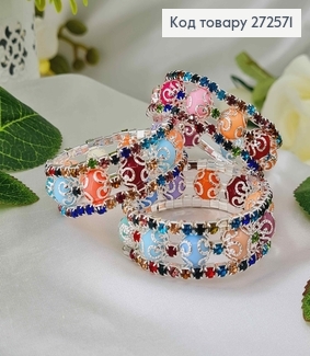 Браслет Пружинка, с разноцветными бусинками и камешками. 272571 фото