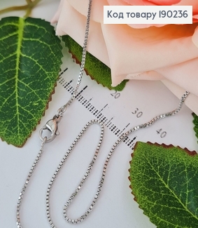 Цепочка родированая квадратное якорное плетение 1мм, длина 60см, Xuping 190236 фото