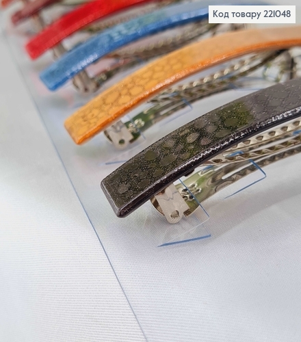 Заколка автомат 9*1.5см блеск  прямоугольная  в ассорт.. 221048 фото 2