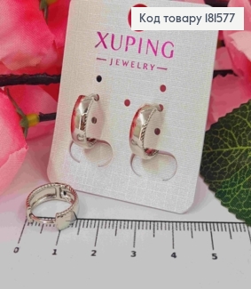 Сережки родовані кільця з гранованими краями, ширина 5мм, діаметр 1,5см, Xuping 181577 фото