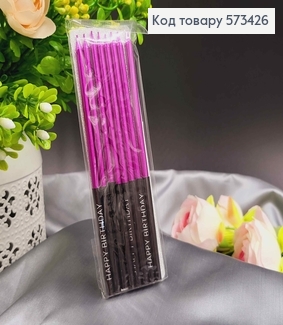 Свечи для торта, Фиолетовый металлик+Черное с надписью, 14,5см, 8шт./уп 573426 фото