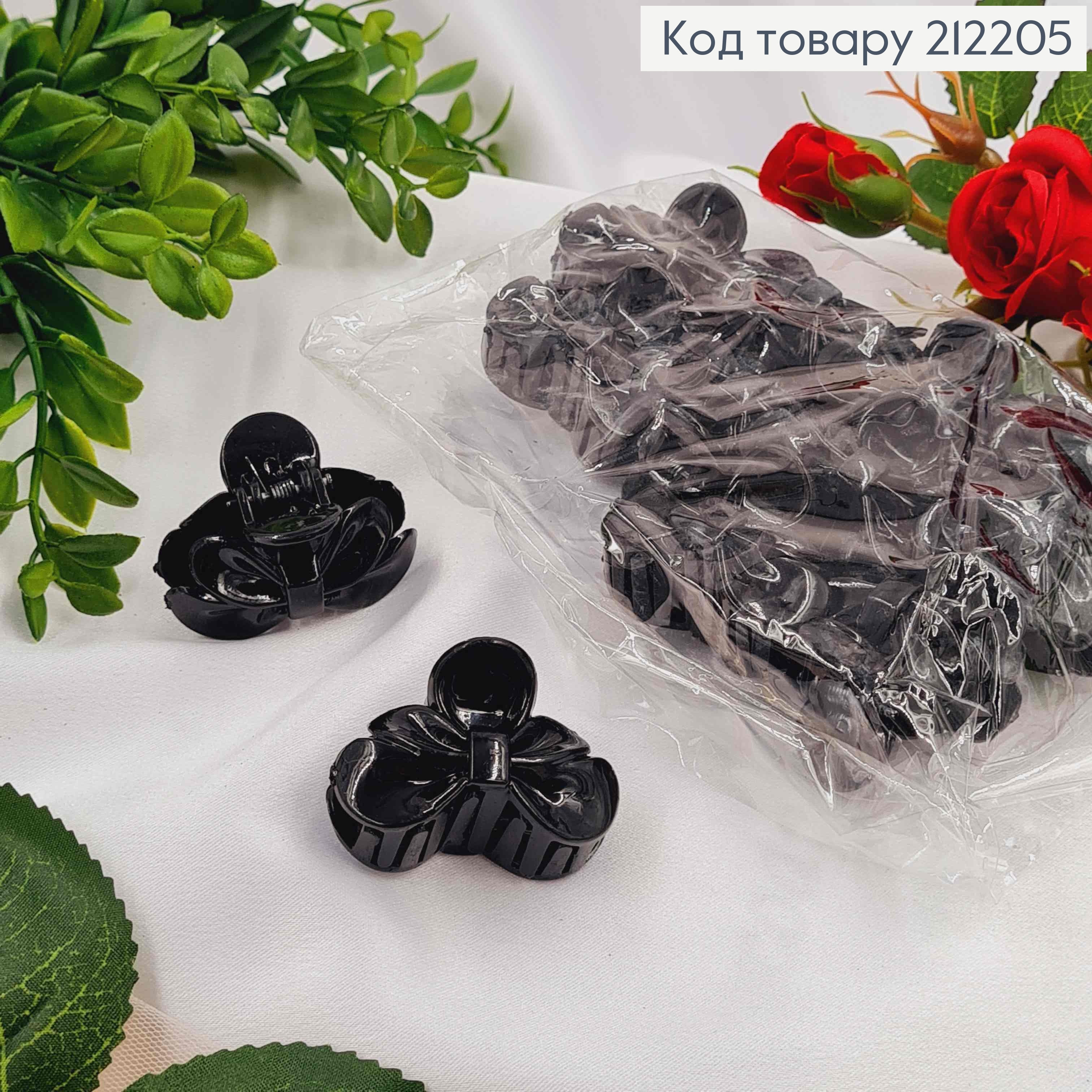 Краб пластик 4см,БАНТИК ЧОРНИЙ глянцевий 212205 фото 1