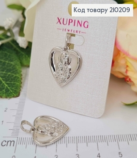 Иконка, С Божьей матерью и Иисусом, в форме сердца, 1,7см, Xuping 210209 фото