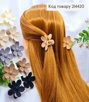 Краб пластик матовий  "Квіточка", розмір  4,5см, Пастельні кольори в асортименті 214420 фото