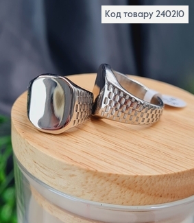 Кольцо родированое Печатка, Stainless Steel 270005 фото
