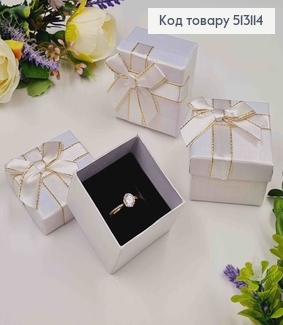 Коробка с бантиком с люрексом, белая, 5*3,5см. 513114 фото
