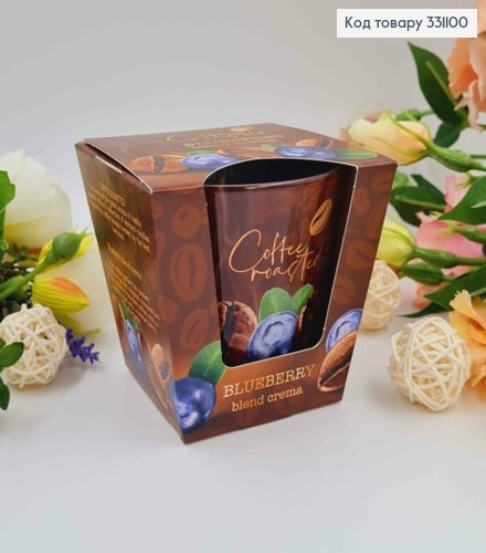 Арома свеча стакан Coffee roasted, BLUEBERRY blend crema, 115г/30год. горение, Польша 331100 фото 1