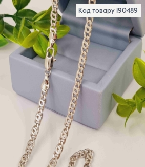 Цепочка родованная переплет Кофейное зернышко, ширина 4мм, длина 60см, Xuping 190489 фото