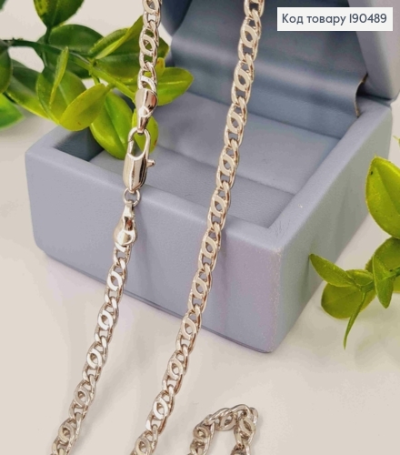 Цепочка родованная переплет Кофейное зернышко, ширина 4мм, длина 60см, Xuping 190489 фото 1