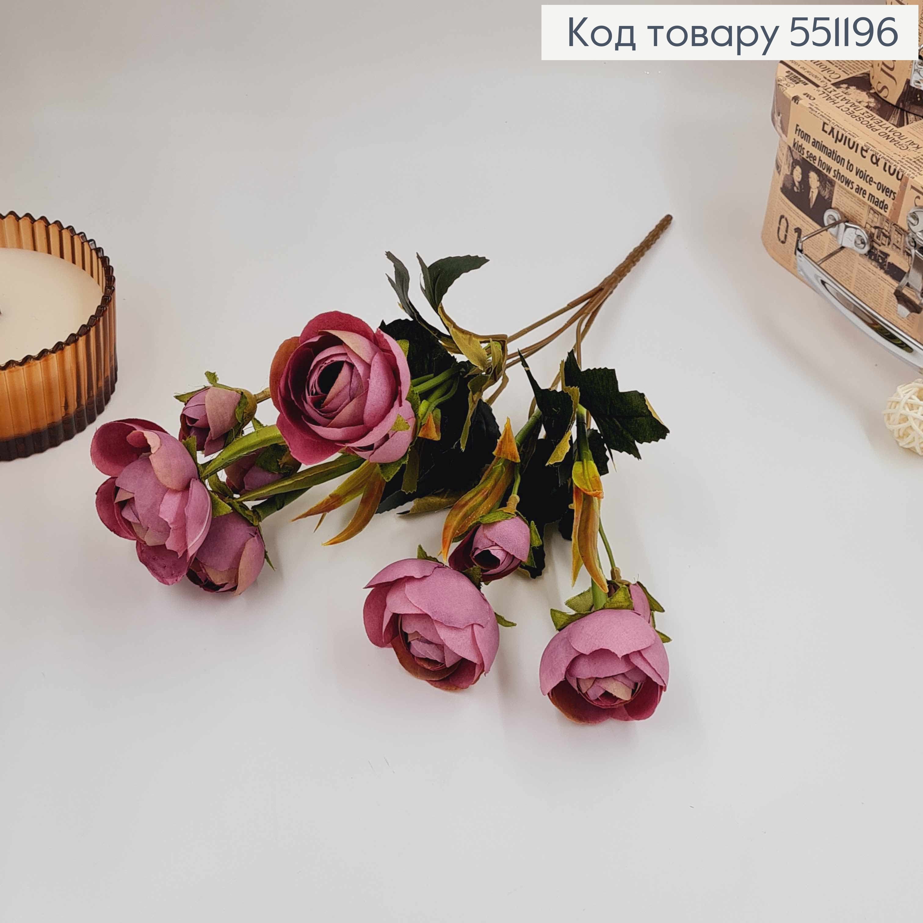 Композиция "Букет Фиолетовые пионы 5шт (3см)+ 5шт (2см)", высота 32см 551196 фото 3