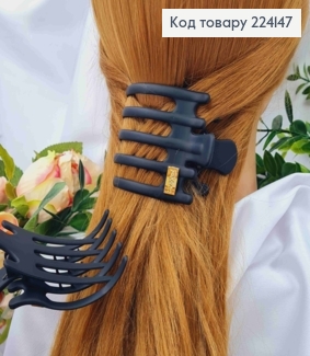 Заколка-Зажим (Боковушка) матова,  Fashion, 6,5*8,5см, Чорного кольору 224147 фото