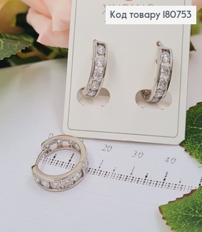 Сережки родовані кільця з камінцями, 1,5*0,4см, Xuping 180753 фото