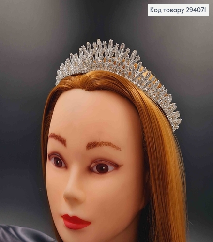 Тиара под серебро, Изысканная, с белыми камешками 294071 фото 2