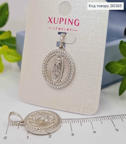 Иконка родованная с Божией матерью, в оправе из камней, 1,8см, Xuping 210265 фото 1