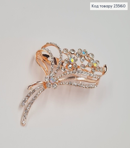 Брошка метал Веточка с перламутров.камушками 6х5см 235160 фото 2