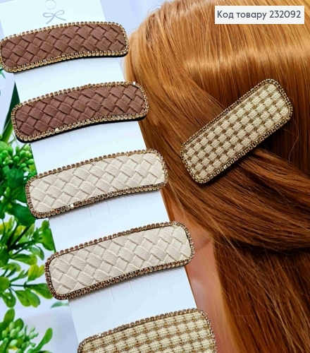 Заколка Тик-Так, Прямоугольная в ассортименте украшена стразами, Пастельные цвета в ассорт, 8см. 232092 фото 1