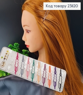 Заколка невидимка металл цветная волна 7см 10 шт/уп 231120 фото