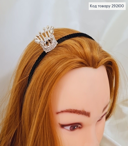 Обруч металл черный Велюр Корона 2,5 см с камнями 292100 фото 1