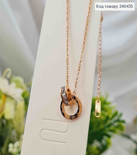 Цепочка золотого цвета, Две шайбочки римские часы с камешками, дл. 40+5см, Stainless Steel 240435 фото 1