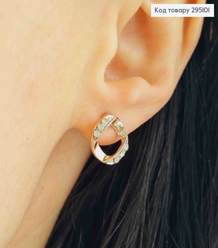 Серьги гвоздики, с камнями, 1,1см, в ассортименте Золотого/Серебряного цвета 295101 фото 1