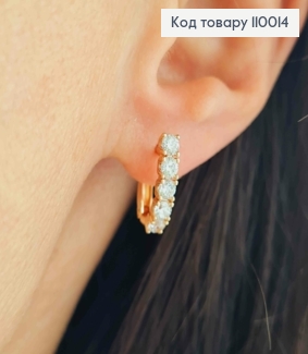 Сережки прикрашені Блискучими камінцями, 1,5см, англійська застібка, Xuping 18К 110014 фото