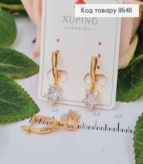 Серьги, с подвеской камешком в форме Звездочки, 2см, англ. зам. Xuping 18K 116411 фото