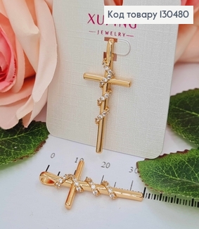 Крестик, с переплетением из камешков 3,5*1,8 см, Xuping 18K 130480 фото