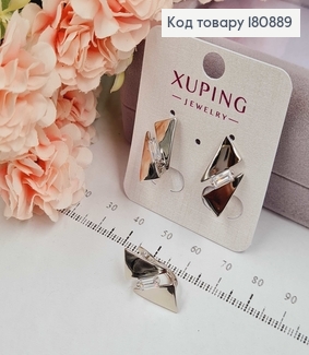 Сережки родовані "Паралелі" з камінцем (англ.застібка), 2*1см, Xuping 180889 фото