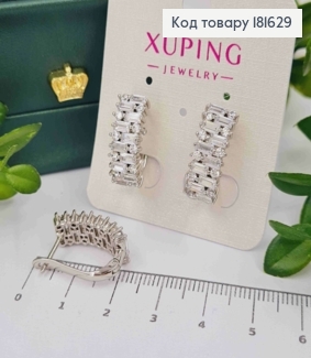 Серьги овальные с блестящими камнями, 1,9см, англ. застежка XUPING 181629 фото
