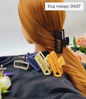 Краб пластик, прямоугольный скругленный, матовый, 7,5см, цвета в ассорт. 214217 фото