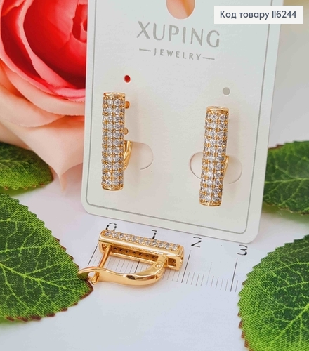 Серьги Бабинки в камешках, англ зам. 2см Xuping 18K 116244 фото 1