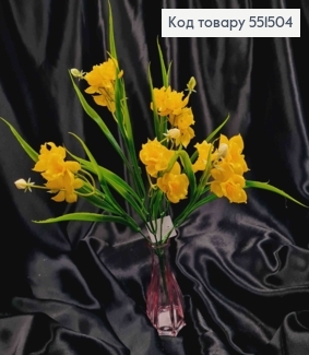Искусственная композиция "НАРЦИСЫ", Желтого цвета (латексные), 5 веточек, высота 35см 551504 фото