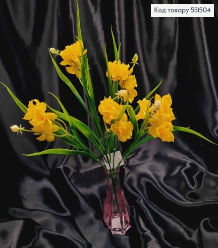 Искусственная композиция "НАРЦИСЫ", Желтого цвета (латексные), 5 веточек, высота 35см 551504 фото 1