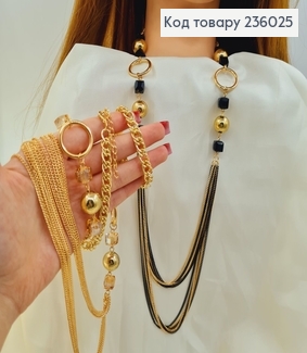 Бижутерия на шею подвеска золота с камнями и шарами 90 + 5 см 236025 фото