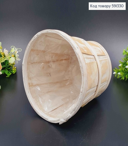 Відерце-кашпо, дерево, бежевого кольору, висота 13см, Польща 591330 фото 2