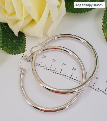 Серьги родированые кольца 6см, толщиной 4мм, Xuping 180559 фото 1