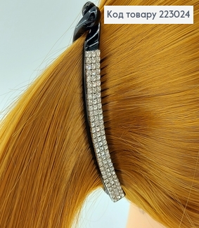 Заколка банан з камінцями в 3 ряди 9,5 см 223024 фото