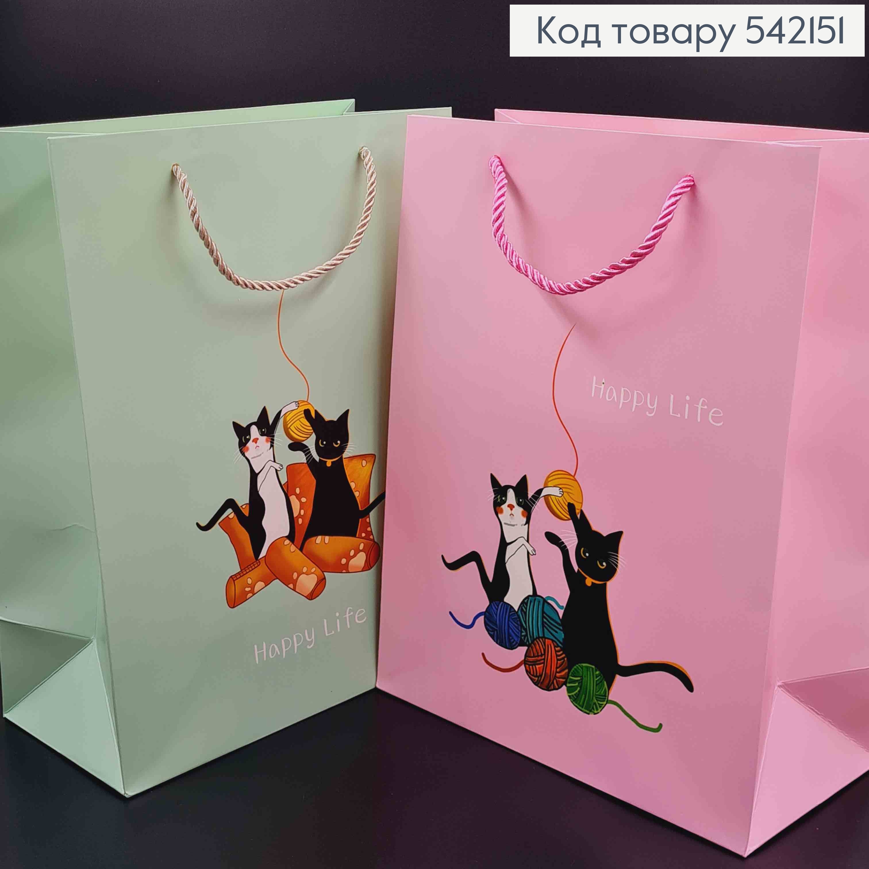 Пакет бумажный "Играющие котики" 33*25,5*12,5см в ассорт. 542151 фото 1