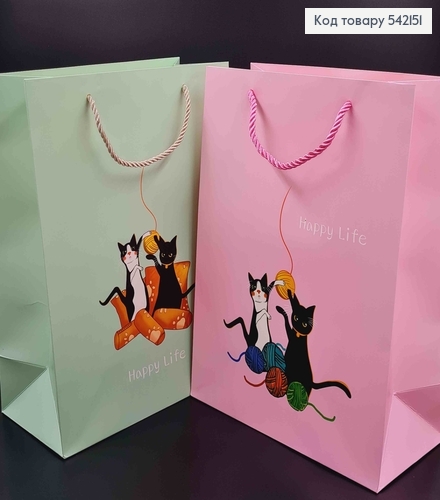 Пакет бумажный "Играющие котики" 33*25,5*12,5см в ассорт. 542151 фото 1