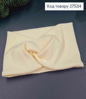 Пов'язка чалма, рубчик, БЛІДО-ЖОВТА, 40*11см, ручна робота, Україна 275214 фото