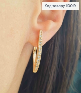 Серьги Стрелы с Блестящими камешками, 2,6см, английская застежка, Xuping 18К 110019 фото