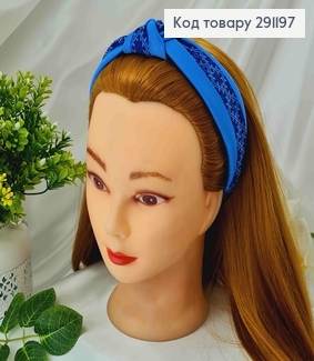 Обруч пластик в тканині, шир.4см, Українські мотиви, Синього кольору, Україна 291197 фото