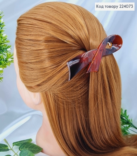 Заколка стрела пластик 11см в стекляных черно- коричневых тонах 224073 фото 1