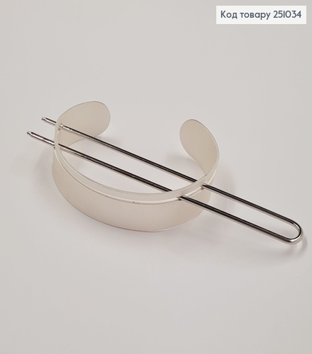 Колечко метал із заколкою для гульки срібного кольору 251034 фото 2