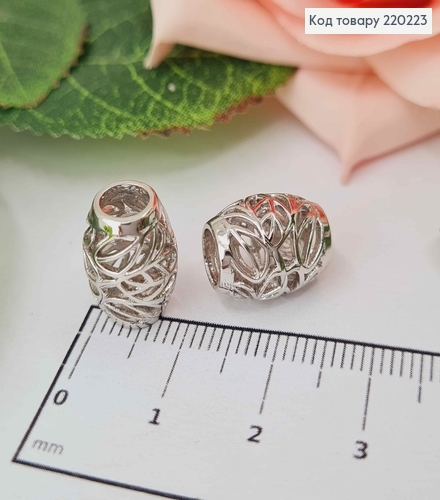 Кулон родованный, Шарм с вензелек диам. сред. 0,5см, высота. 1,5см, Xuping 18K 220223 фото 1