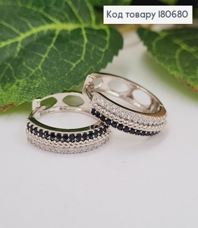 Сережки родированые кольца с двумя рядами камней 1,9*0,5см, Xuping 180680 фото