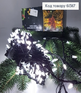 Гирлянда свеча черная проволока 20 м 320 LED белая холодная (с удлинителем) 613117 фото
