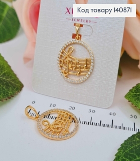 Кулон "Ноты", в оправе из камней, 1,9см, Xuping 18К 140871 фото