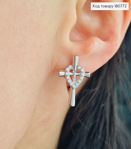 Сережки родовані Хрести з камінцями, 2*1,3см, Xuping 180772 фото 2