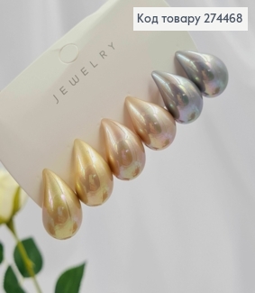 Набор, серьги гвозди "КРАПЛИНКИ" пастельных цветов с перламутром (3пары) 295117 фото